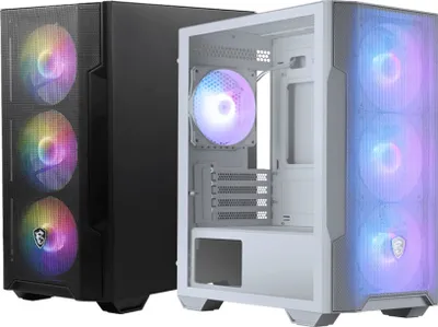Produktbild von MSI MAG Forge M100R, Micro Tower, PC, Transparent, Weiß, micro ATX, Mini-ITX, Gaming, Multi