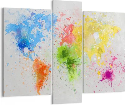 Produktbild von Bild auf Leinwand - Leinwandbild - Karte Welt modern - 95x80cm - Wand Bild - Wanddeko - Wandbilder - Leinwanddruck - Bilder - Kunstdruck - Wanddekoration - Leinwand bilder - Wandkunst - CB95x80-3559