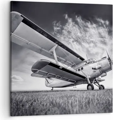 Produktbild von Bild auf Leinwand - Leinwandbild - Einteilig - Flugzeug An-2 Schwarzweiß - 50x50cm - Wand Bild - Wanddeko - Wandbilder - Leinwanddruck - Bilder - Wanddekoration - Leinwand bilder - AC50x50-4363