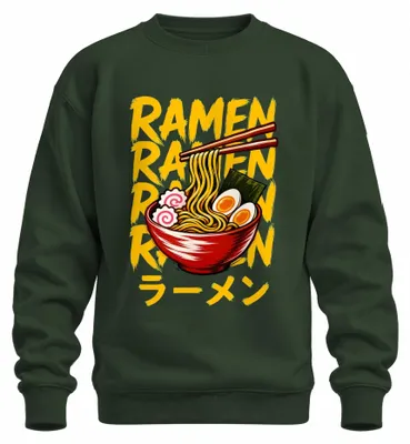 Immagine prodotto di Felpa con cappuccio, stile ramen, ispirata all'animazione e ai manga giapponesi, anni 2000, Asia. Colore: verde bottiglia. Taglia: XL