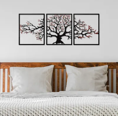 Image de Wallity, Tree 48, accessoire mural décoratif en métal, multicolore, 100 % METAL, 40 x 1,5 x 49 cm
