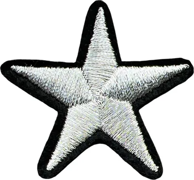 Produktbild von Stern-Emblem-Aufnäher zum Aufbügeln, silberfarben