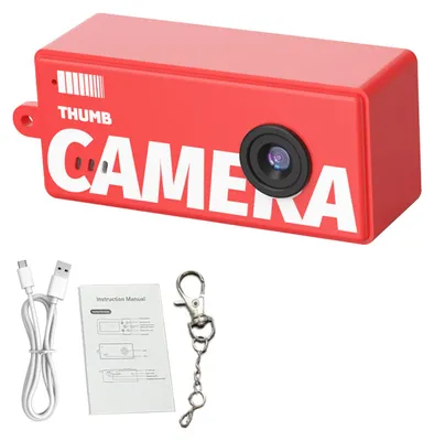 Obrázek produktu pro Malý digitální fotoaparát na klíče, 0,96palcový displej, video v rozlišení 1080p, 5 retro filtrů, širokoúhlý objektiv 130°, vhodný na cesty a večírky, červený