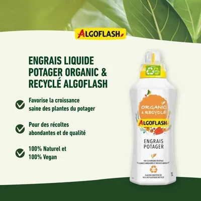 Immagine prodotto di AlgoFlash Naturasol Fertilizzante liquido per orto, biologico e riciclato, 1 litro, 100% di origine vegetale, per agricoltura biologica