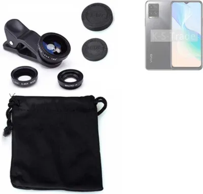Produktbild von K-S-Trade Smartphone Kamera Linsen Set Kompatibel mit Vivo Y33s 3in1 Clip-On Kamera Adapter Macro Weitwinkel FishEye Fischauge Objektiv Linse