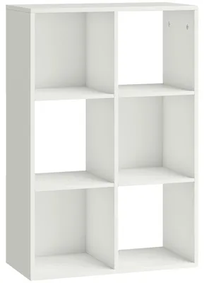 Image de Étagère étroite avec 3 niveaux et 6 compartiments | Couleur : Blanc | Dimensions : 61,5 x 29,5 x 91,5 cm
