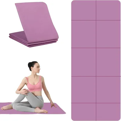 Obrázok produktu pre Skladacia podložka na jogu – fitness podložka – podložka na pilates – protišmyková, obojstranná – 183 x 61 cm – fialová