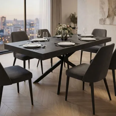 Immagine prodotto di Milani Home - tavolo da pranzo allungabile 140-220 x 90 cm, antracite, metallo