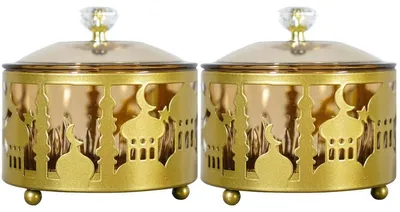 2er-Set Ramadan-Dienblätter, Gold, Metall, 18x18x18 cm