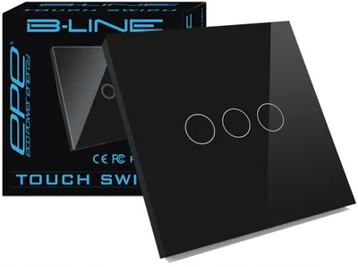 Produktbild von B-line WLAN Touch-Schalter Dreifach Schwarz Ohne Neutralleiter