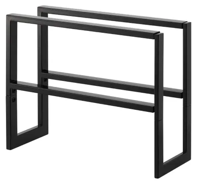 Immagine prodotto di Scarpiera Yamazaki a 2 ripiani nera estensibile salvaspazio stretta in metallo per 6-9 paia di scarpe 38-70x30x15cm "LINE"