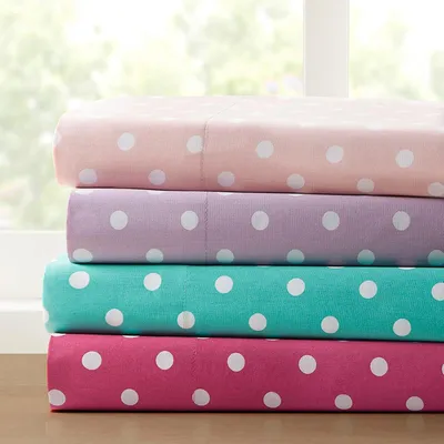 Productafbeelding van ZONE 100% katoen Percale Ultra zachte lakenset, vol, donkerroze polka dot