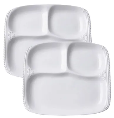 Immagine prodotto di Omgoods - Piatto in porcellana bianca con 3 scomparti - Set da 2