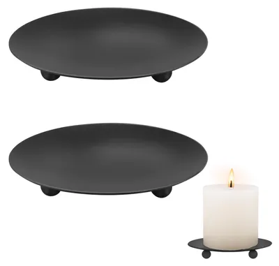 2er-Set Kerzenhalter, schwarz, für Kerzen bis Ø 9 cm, Eisen