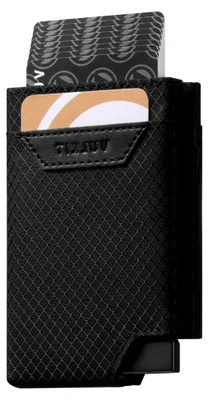 Produktbild von Kartenetui Herren Pop Up Kreditkartenetui mit Geldfach Kartenhalter RFID Schutz Geldbörse Herren Bifold Karten Geldbeutel, Schwarz