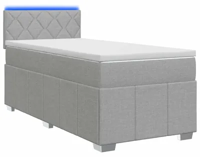 Image de vidaXL Lit boxspring avec matelas gris clair 90 x 200 cm Tissu