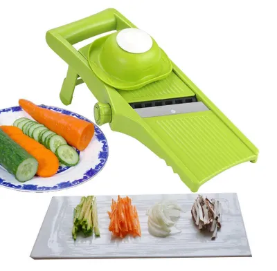 Productafbeelding van Groentemachine 3-in-1, professionele groentesnijder, groenterasp, aardappelsnijder. Verstelbare dikte. Geschikt voor aardappelen, wortelen en andere groenten om in plakken te snijden