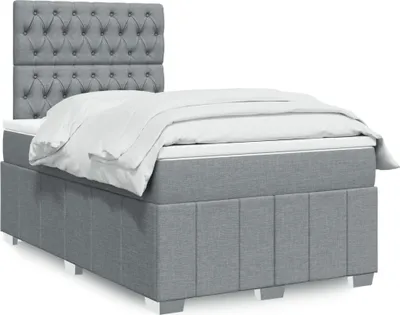Produktbild von Boxspringbett mit Matratze Hellgrau 120x200 cm Stoff, Klassische Betten 2024 Neu DesignMöbel