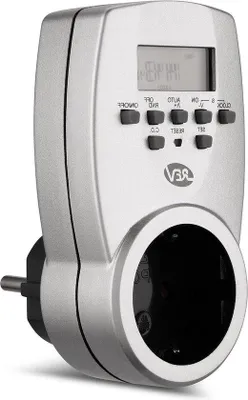 Obrázok produktu pre Digitálny časovač, 20 denných časov, 1800 W, počítadlo, strieborná farba