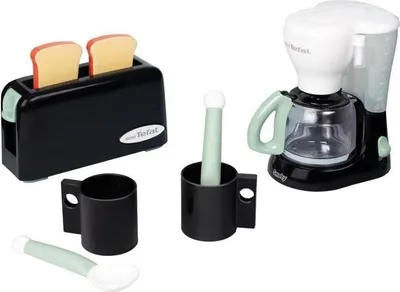 Produktbild von Smoby Tefal Frühstücks-Set, Spielzeug Kaffeemaschine, Toaster, Tassen und Löffel, Ab 3 Jahren