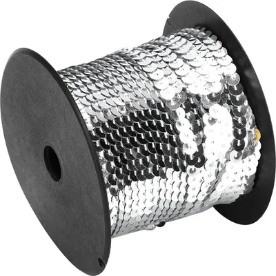 Zdjęcie produktu dla 100 Yard Paillette Paillette Trim String Sznurek cekinowy 6 mm Ozdobny dodatek do tworzenia biżuterii, wstążek, kostiumów, szycia i ozdób (taśmy)
