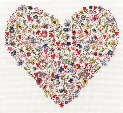 Zdjęcie produktu dla Bothy Threads Zestaw do haftu krzyżykowego "Love heart", 24x26cm, xka1, wzór liczony
