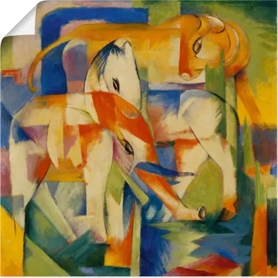 Produktbild von Franz Marc: Elefant, Pferd, Rind. 1914., Produkt:Poster, Größe (HxB):40x40 cm / Poster