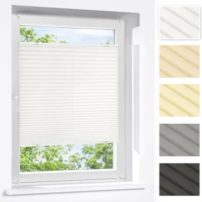 Produktbild von Praktica Plissee, Polyester, 55 x 150 cm, weiß blickdicht & lichtdurchlässig, Klemmfix mit Aluschiene, Sichtschutz Fenster & Tür Victoria M.