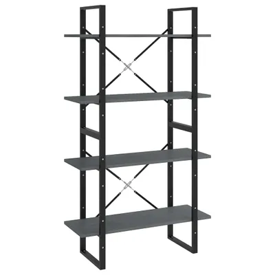Produktbild von Bücherregal 4 Böden Grau 80x30x140 cm Massivholz Kiefer
