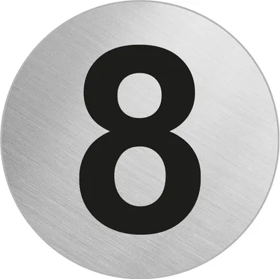 Produktbild von Türnummer Zimmernummer aus Edelstahl "8" Ø 60 mm selbstklebend