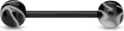 Produktbild von viva-adorno Barbell Piercing Stab Zungenpiercing Kunststoff Marmor Kugeln weiß marmoriert Kunststoff verschiedene Farben Z313,schwarz