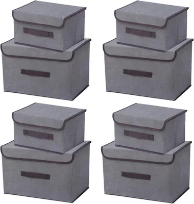 Produktbild von Aufbewahrungsbox mit Deckel, faltbarer Stoff, 4er-Set, für Kleidung