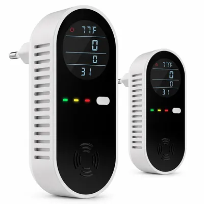Produktbild von 4in1 Gasmelder mit CO Melder, Kohlenmonoxidmelder Steckdose, LCD Anzeige für Gas Temperatur Luftfeuchtigkeit, 85dB Alarm für Zuhause