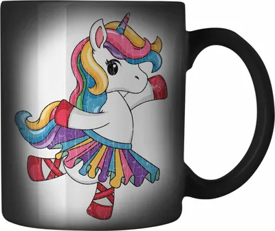 Produktbild von Trendation - Einhorn Farbwechsel Zauber-Tasse Geschenk Mädchen Tochter Einhörner Grafik Pferde Reiterin Geschenkidee Frau Mama (Schwarz)
