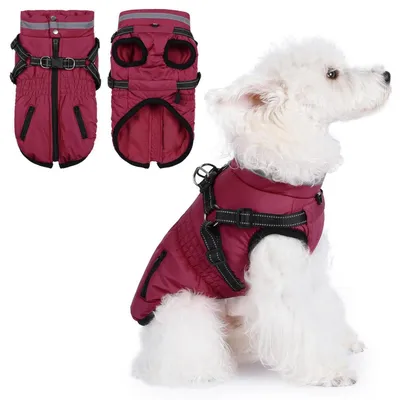 Immagine prodotto di Cappotto invernale per cani, giacca calda per cani, antivento, colore rosso scuro, taglia XXL