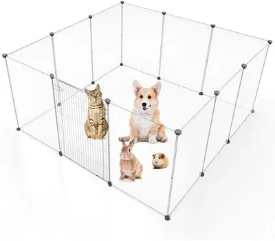 Imagen del producto de Ibenzoa® Jaula exterior para pequeños animales, 180 x 90 x 75 cm – Área de esparcimiento exterior con paneles de plástico semitransparente, rejilla de metal y montaje flexible