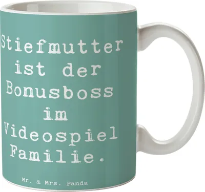 Produktbild von Mr. & Mrs. Panda Tasse Spruch Stiefmutter Bonusboss - Meeresbrise - Geschenk, Dekotasse, Kaffeetasse, herzerwärmende Sprüche, Kaffeebecher, Liebe für, Trinkbecher