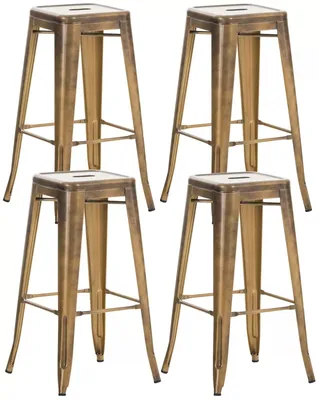 Produktbild von In And OutdoorMatch Rustikaler Barhocker Ubaldo - Messing - Industriedesign - Fußstütze - für Küche und Bar - Sitzfläche aus Metall