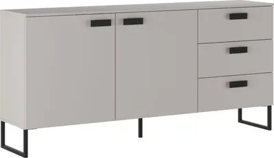 Image de Muzzano - Buffet, 184x40x86h cm Beige Chêne, 3 Tiroirs