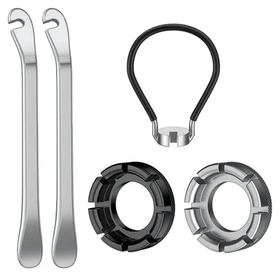 Produktbild von Fahrradspeichenschlüssel-Set mit 2 Reifenheber, 5-teiliges Fahrradreparaturwerkzeug