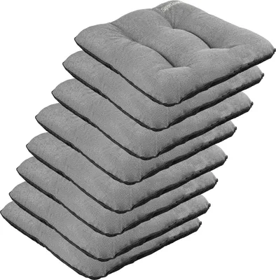 Produktbild von SuperKissen24. Stuhlkissen Outdoor - Sitzkissen für Stühle 8er Set 45x45 cm - Outdoor Kissen Wetterfest mit Füllung - Grau Leinen