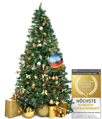 Image de Arbre de Noël artificiel de 210 cm avec des branches en PVC denses