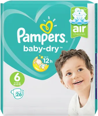 Obrázek produktu pro Plenky Pampers Baby Dry velikost 6 od 13 do 18 kg Obsah 26 kusů