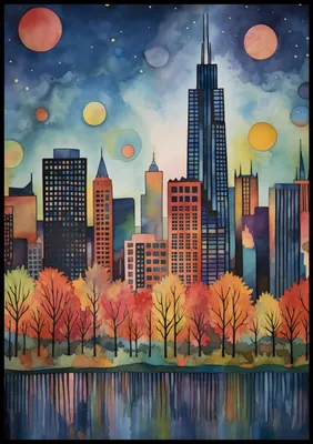 Produktbild von Plakat 70x100cm Panorama einer malerischen Stadt