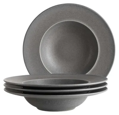 4 Pastaborden aus Steinzeug, Ø 27 cm, anthrazit