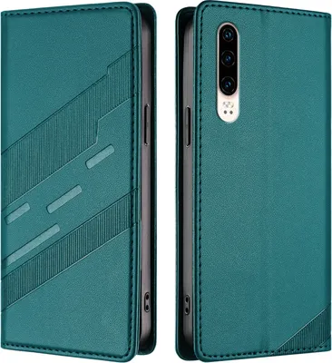 Image de Etui pour Huawei P30, étui portefeuille en cuirPolyuréthaneavec fente pour cartes et fonction stand Grün