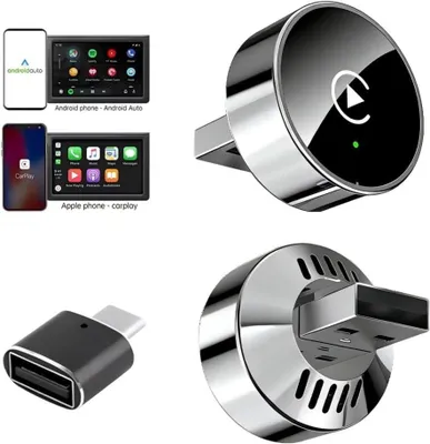2-in-1 CarPlay/Android Auto Wireless Adapter, Mini, USB-C/USB, Plug & Play