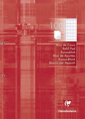 Produktbild von Clairefontaine 5x Kursusblock DIN A4 100 Blatt rautiert Mohnrot 5813C
