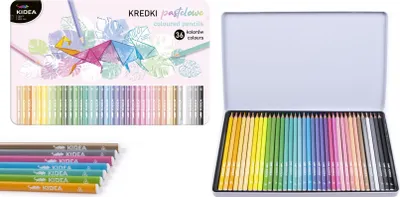 Image de Craies pastel triangulaires en boîte métal 36 couleurs Kidea