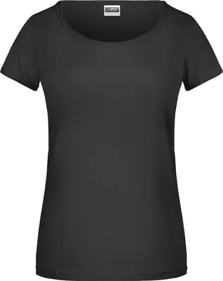 Produktbild von Ladies'-T Damen T-Shirt mit trendigem Rollsaum black, Gr. XS
